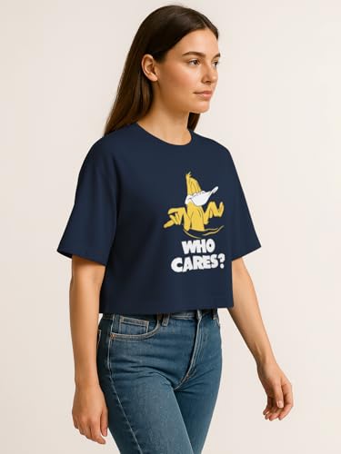 Image of HELLCAT Beige Printed Loose Fit Crew-Neck Crop T-Shirt for Women