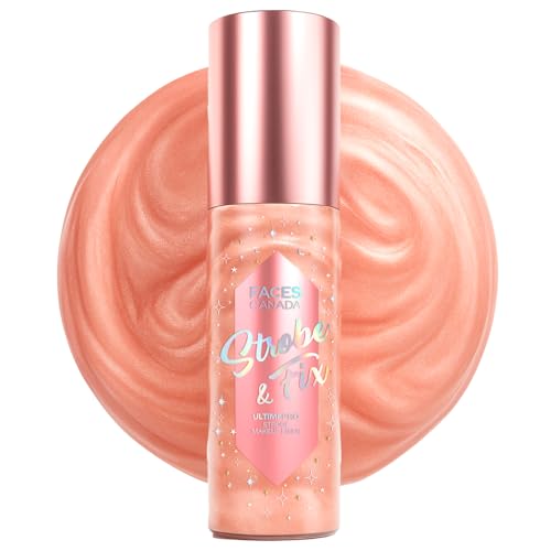 Image of FACES CANADA Ultime Pro Strobe Makeup Fixer - Rose Gold, 100 ml | 12HR Long Lasting Makeup Setting Spray | Dewy Shimmery Glow Finish | Hydrating, Non-Sticky | Waterproof, Transferproof & Alcohol-Free
