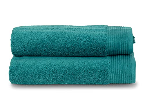 TowelSelections Organic Cotton Luxury Towels, Soft Absorbent 100% Organic Turkish Cotton, Lagoon, 2 Bath Towels