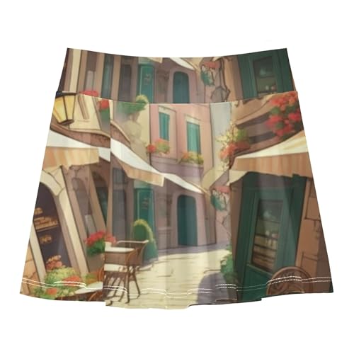 Charming European Street Floral Athletic Shorts Girls Skorts Tennis Skirts Toddler Print Pleated Skort 3t