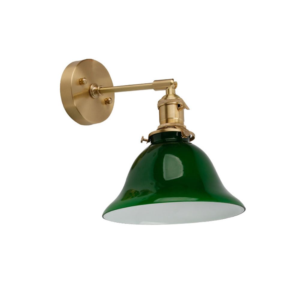 Aplique de pared de vidrio vintage verde para lámpara de tocador de granja ajustable