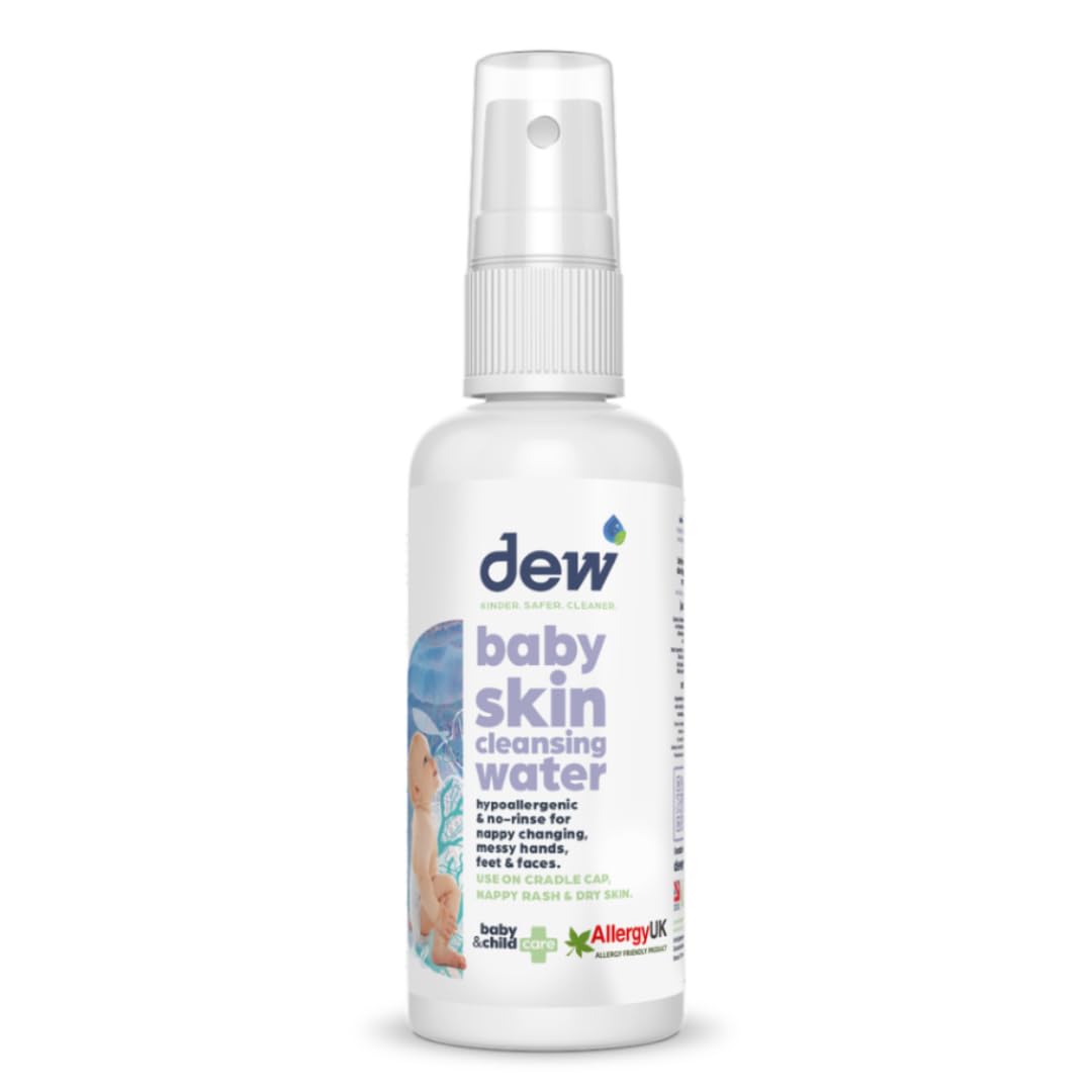 Dew Baby Skin Cleansing Water 65ML | Hypoallergenic Anti-Bac No-Rinse Formula with HOCl – Free From Alcohol, Parabens, Scents & Dyes