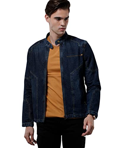 Veste de motard en jean homme vert M blouson denim casual