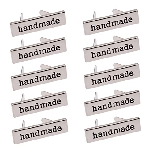 Etiquetas de Metal para ropa, Jeans, zapatos, bolsas, etiquetas impresas rectangulares, manualidades de costura DIY, accesorios para manualidades, 10 Uds.
