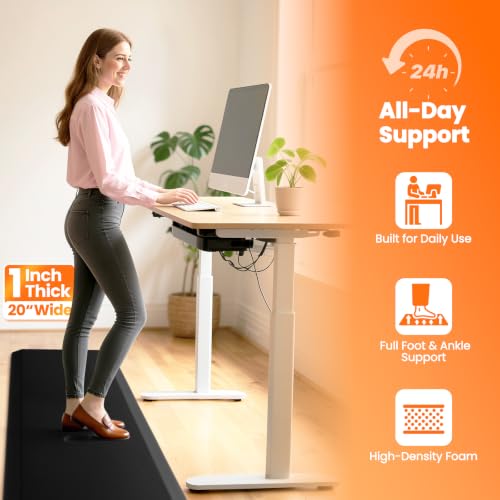 Image of 1-Inch Thick Anti-Fatigue Mat for Kitchen and Standing Desk, 20 inchx72 inch, Black