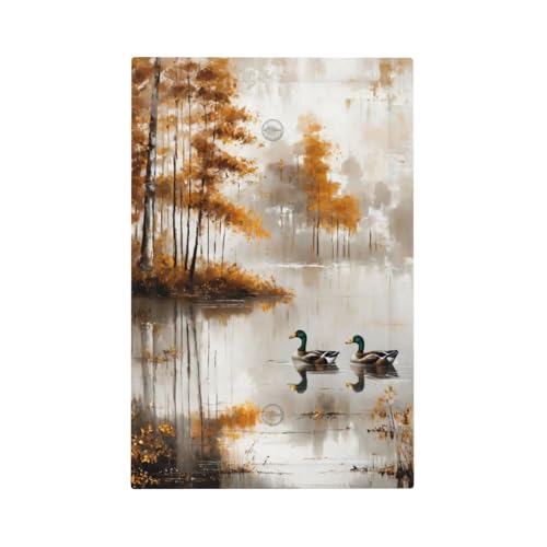 Decorative Switch Covers Plate Funny Ducks Vintage Lakeside Landscape 1 Gang No Device Single Blank Outlet Covers Wall Plate Cover Light Switch Plate Electrical Faceplate for Home Decor