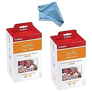 Canon Conjunto De Tinta/Papel, Compatível Com Selphy Cp910 / Cp820 / Cp1200, Rp-108 (Pack De 2)