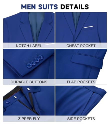 Mens Suit Slim Fit 2 Piece Tuxedo Suits for Men Dress Blazer Jacket Pants Tie Set Prom Homecoming Wedding Outfit4
