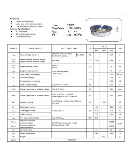 Thyristor KP800A1600V pour la régulation de puissance industrielle