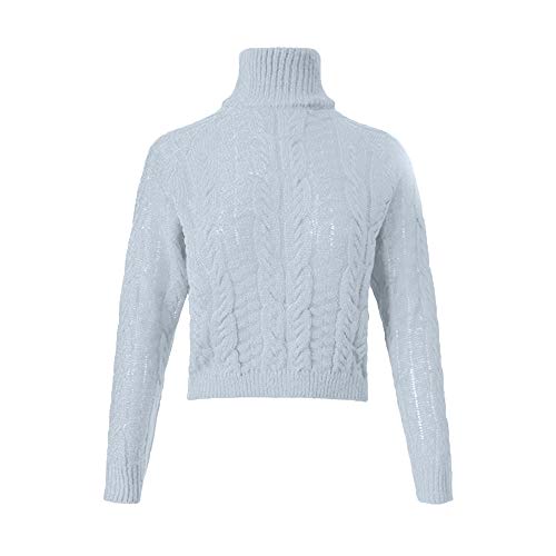 Hemlock Women Winter Knitted Sweater Turtleneck Cropped Sweater Coat High Collar Outerwear Pullovers Gray