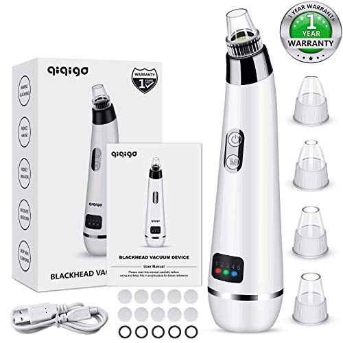 QIQIGO Blackhead Remover Pore Vacuum Upgraded 5 in 1 Black Head Cleaning Tool Device Comedo Removal Suction Dermasuction Beauty Device Electric Blackhead Vacuum Cleaner Device for Men and Women