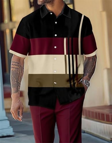 Men's Fashion 2 Piece Dress Shirts Suits Short Sleeve Big Men Leisure Sets Formal Pants Sets S-5XL2