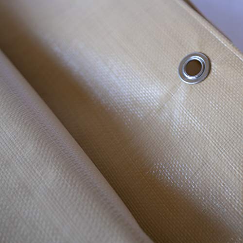 Protectera Heavy Duty Waterproof Tarp - 12 mil Thick - 12 feet by 12 feet - Neutral Tan Color - Image 4