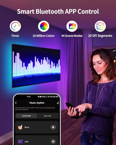 Tira de LED RGB+IC de 105 pies con control Bluetooth miniatura 6