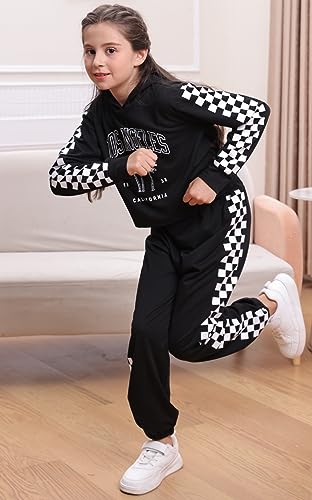 Frogwill Girls Crop Tops Hoodies 2 pieces Outfit for Teen Girls Fall Winter Graphic Tie Dye Sweatpants4