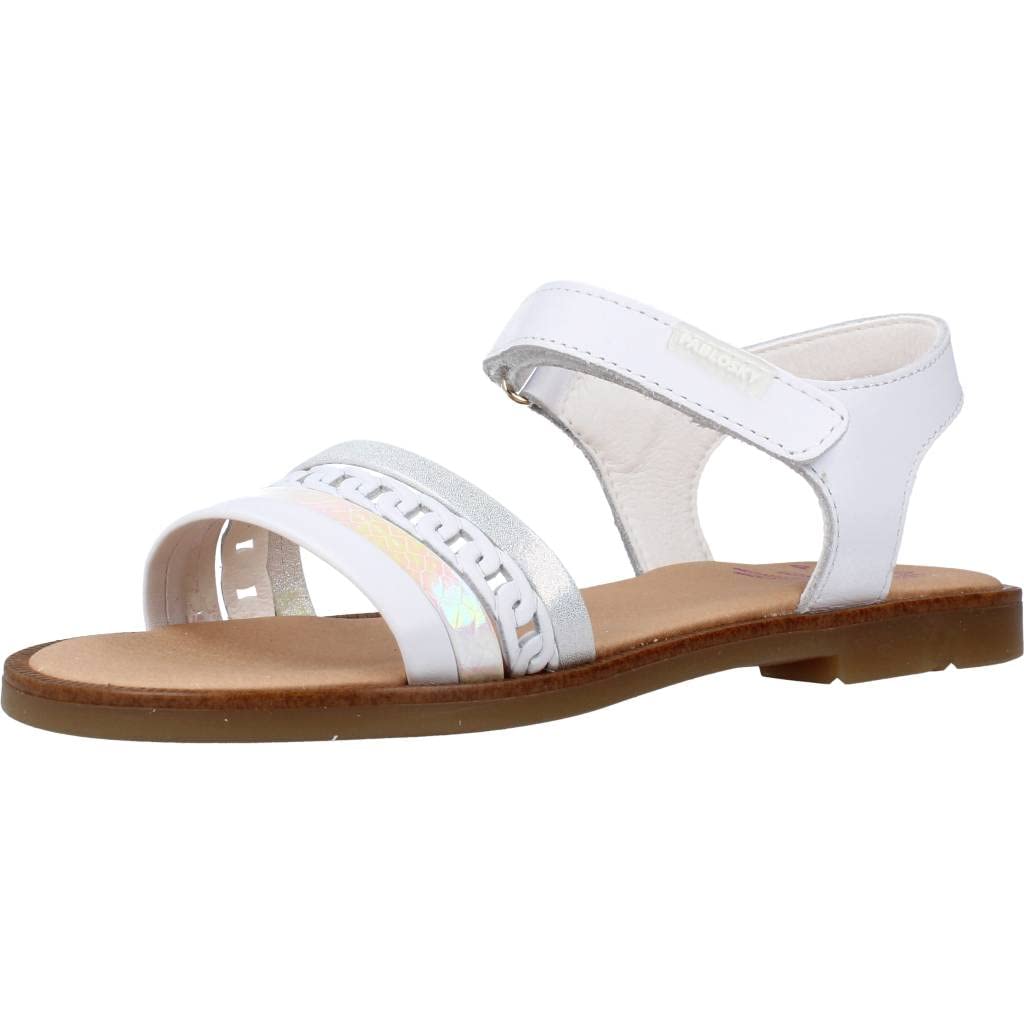 Pablosky 409700, Flat Sandal, Blanco,