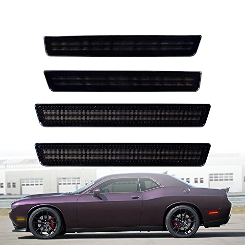 Anzios Smoked Lens Amber Red LED Side Marker Light Replacement for Dodge Challenger 2015-2021 Left Right Sidemarker Assembly Kit Blinker Lamp - Thumbnail 5