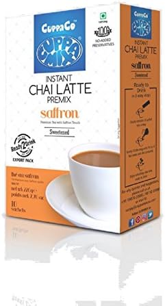 Instant Saffron Chai Latte by CuppaMix | Premium, Natural, Low Calories Chai Tea Mix | Sweetened (Pack of 2)