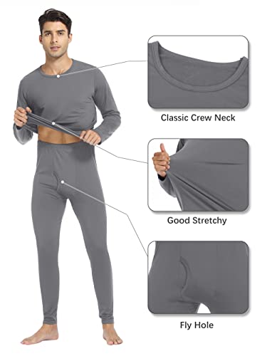 URATOT 2 Sets Men's Thermal Underwear Set Fleece Lined Thermal Underwear Soft Long Johns Top Bottom Set for Men Cold Winter2