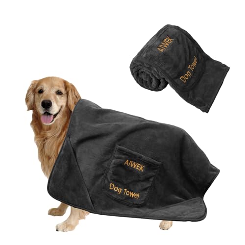 Super Absorbent Microfiber Dog Towels - Soft Pet Grooming Towel f...