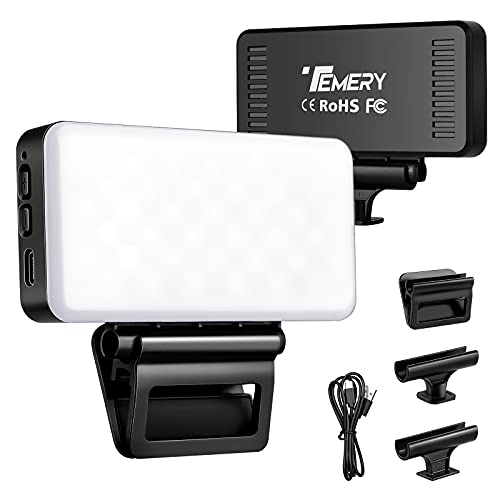 Temery Kit de Iluminacion USB Fotografia, 3000mAh Luz de Video Led, 2600k-6000k Brillo Ajustable con 3 Clips, Luz Portátil, para Videoconferencia, Selfie, Vlog