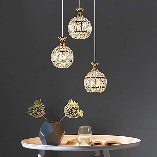 Chandelier Moderno Dorado de Cristal con 3 Luces Ajustables 3