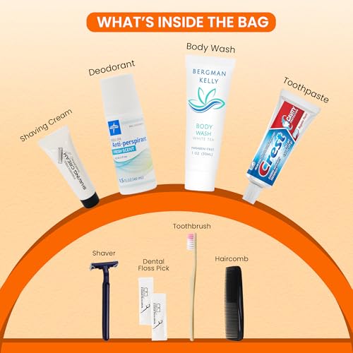 Trektote Travel Toiletry Kit For Men And Women – 10 Piece Set of Travel Size Toiletries, TSA Compliant, Includes Body Wash, Deodorant, Shaving Cream And Razor, Oral Care, Reusable Toiletry Bag & More