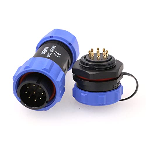 ZBLZGP WEIPU SP21 Panel Mount Wire Cable Electrical Circular Low Voltage Waterproof Connector Power Cord Aviation Connectors LED Lighting for Car and Industrial Motorcycle (Back Nut, 9 Pin 5A)