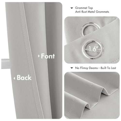 Image of MIULEE Blackout Curtains for Bedroom 2 Panels 40 x 84 Inch Long Silver | Thermal Insulated, Living Room Darkening Grommet Drapes, Noise Reducing, Light Blocking Window Treatments