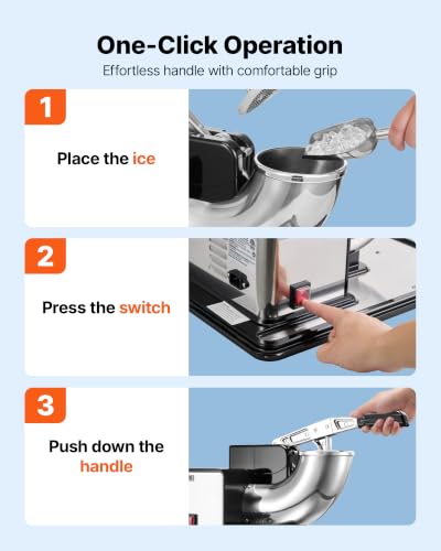 Image of VEVOR Commercial Ice Crusher 661LBS /H, 350W Electric Snow Cone Machine with 4 Blades, 2000RPM Stainless Steel Shaved Ice Machine with 11 Gal Crushed-Ice Box, for Family Restaurants Bars, Black