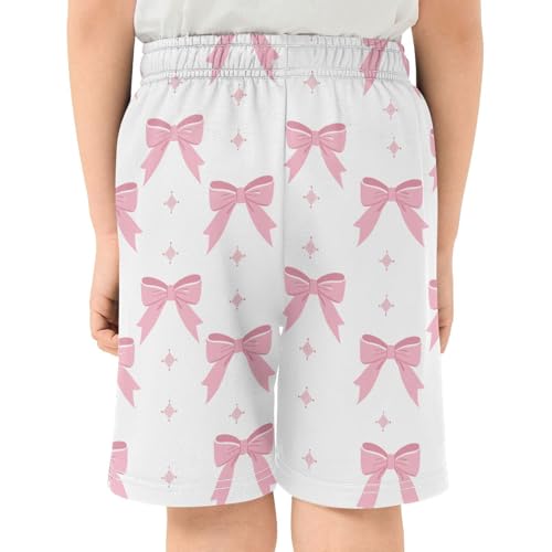 Ribbon Bows Athletic Shorts with Zipper Pockets, Youth Boys Athletic Running Shorts for Summer3