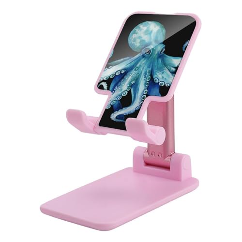 Support de téléphone réglable bleu aquarelle pieuvre pour éviter les douleurs cervicales