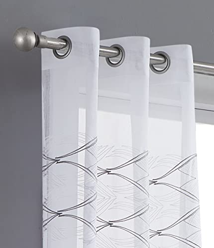 Paneles de ventana de 193 x 213 cm Dainty Home New Wave blanco y plateado 3