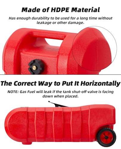Acekool Portable Gas Fuel Tank 15 Gallon Fuel Caddy, Caddy with Shut-Off Valves, Siphon Mode Flow Rate of 2 Gallons Per Minute, Scarlet - Image 4