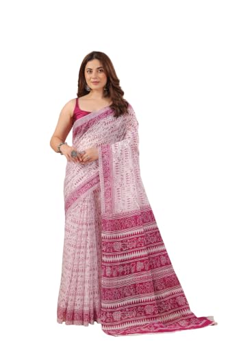 Image of TAMAIRA FASHION Mulmul Pure Cotton Saree For Woman Warli Printed|Office Wear Daily Wear Sarees For Women Without Blouse Piece(Available in 19 Colours)