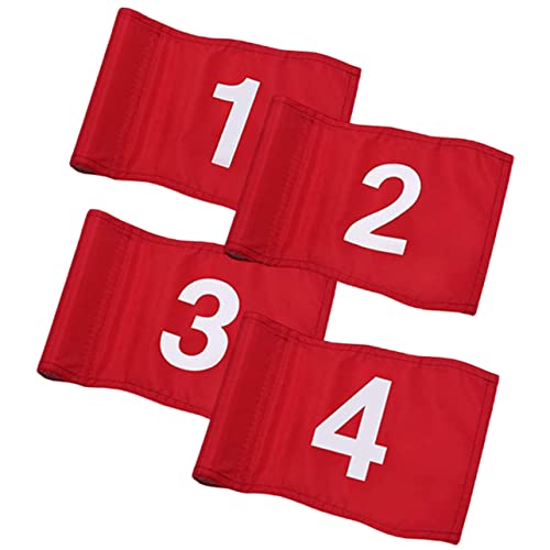 STOBOK Golf Course Flags Set 4pcs Golfing Court Flags Numbers Practical Training Flags for Golfing Course Supplies