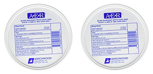 Image of Birchwood Laboratories A-E-R Pre-Moistened Witch Hazel Pads, 80 Count (Two Pack)