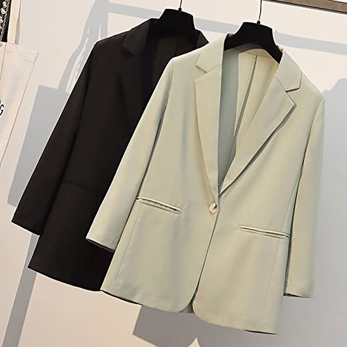 CHENC Casaco feminino chique solto verde claro preto blazer bolso de um botão feminino terno manga c