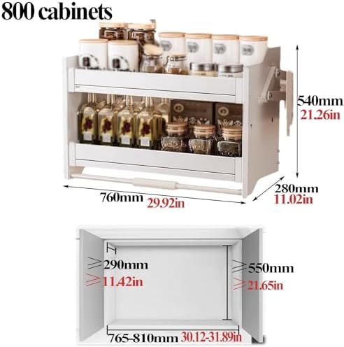 Adjustable Multi-Functional Spice Rack for Kitchen Cabinets - 2 Pull-Out Shelves (22.05in) - Space-Saving Organizer for Herbs, Spices, and Condiments