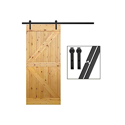 GIFSIN 6FT/183cm Scheunentor Kit Schiebetürbeschlag Kit Schiebetür Kit für Einzeltür,J-förmiger Kleiderbügel Cover