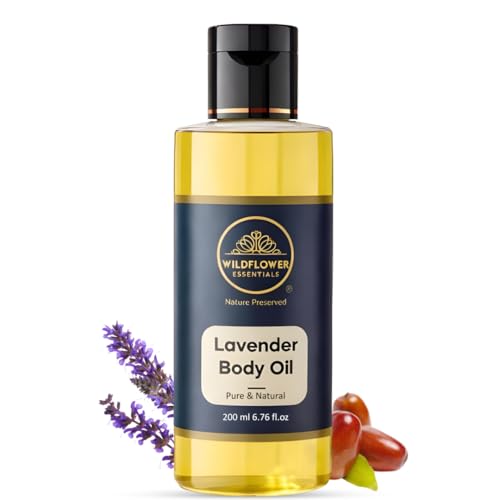 Image of Lavender Body Oil with Almond Oil, Jojoba Oil & Vitamin E Oil | Intense Nourishment | Long Lasting | Non-Greasy & Lightweight | Soft & Nourished Skin | For All Skin Types- 200ml