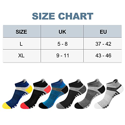 Niofind Sokken Heren 43-46/37-42, 6 Paar Enkelsokken Heren dames, Korte Sportsokken, Ademend Sokken Katoen voor Hardlopen, Sport, Wandelen, Werken… - Afbeelding 8