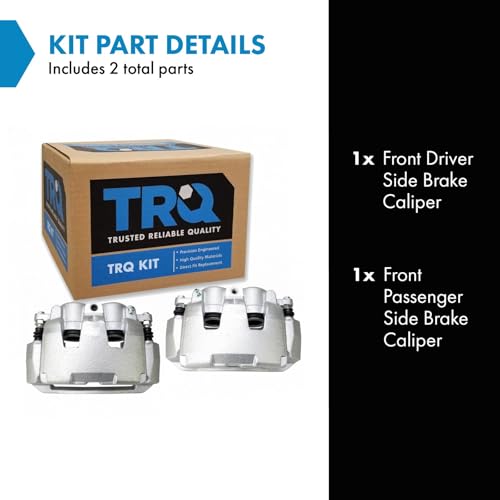 Image of TRQ Front Brake Caliper Set Zinc Coated Brackets Hardware Compatible with 2007-2009 Chrysler Aspen 2007-2009 Dodge Durango 2009-2010 Dodge Dakota Ram 1500 2011-2018 Ram 1500