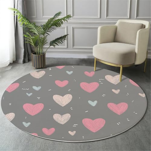 Tapis rond 200 cm gris foncé peint à la main géométrie douce