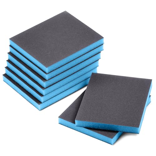 8Pcs 320 Grit Sanding Sponge, Jamiikury Sanding Blocks Washable and Reusable, Wet Dry Sandpaper Sponge for Wood Metal Furniture Paint and Drywall