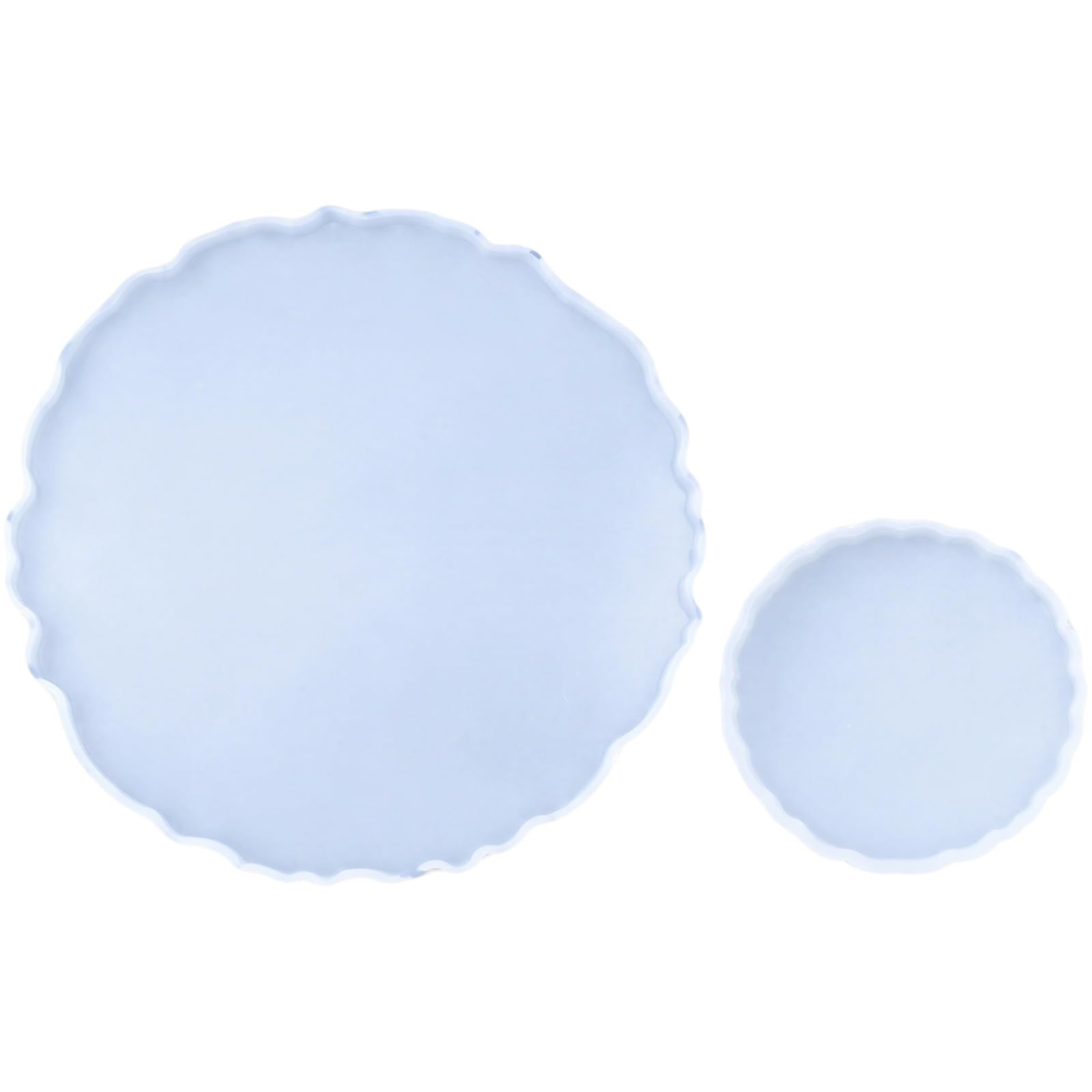 Lot de 2 moules en silicone pour plateau en résine époxy, grand moule 33,5 x 33 cm, petit moule dessous de verre 9,8 x 9,5 cm, forme ronde irrégulière, pour moulage et loisirs créatifs