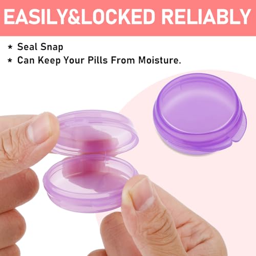 Image of 4 Pcs Mini Pill Organizer Small Pill Box Cute Portable Pill Case for Pocket Purse Travel Storage Containers Earplug Case Medicine Dispenser Vitamin Holder (Pink+Orange+Green+Purple)