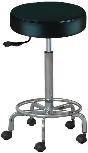 Rolling Stool with Foot Rest for Massage, Exam, Office and Home (Black)