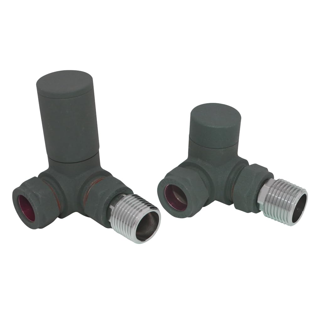 Nrg Corner - Anthracite Modern 15Mm Designer Manual Corner Radiator Valves + Lockshield Valves Anthracite