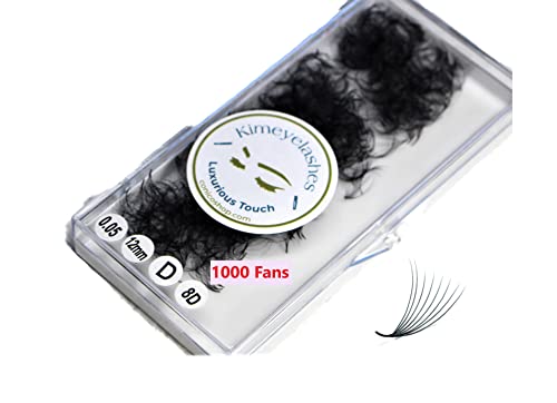 8D - 0.05 C and D Curl 1000 Premade volume fans loose Fans, Handmade eyelash extensions supplies Russian volume lash promade fan (8D - 0.05 - Curl C, 12mm)